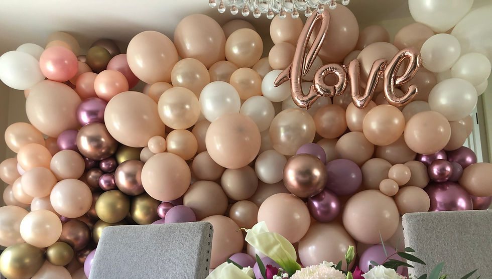 Organic balloon wall for bridal shower in Seymour CT