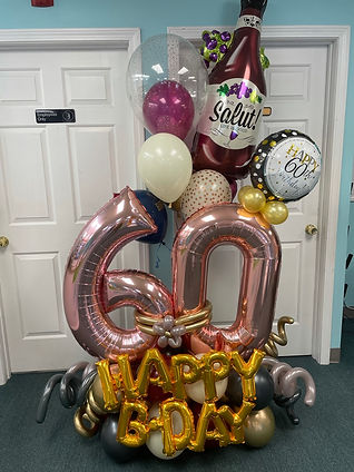 60th birthday balloon delivery wine themed gift