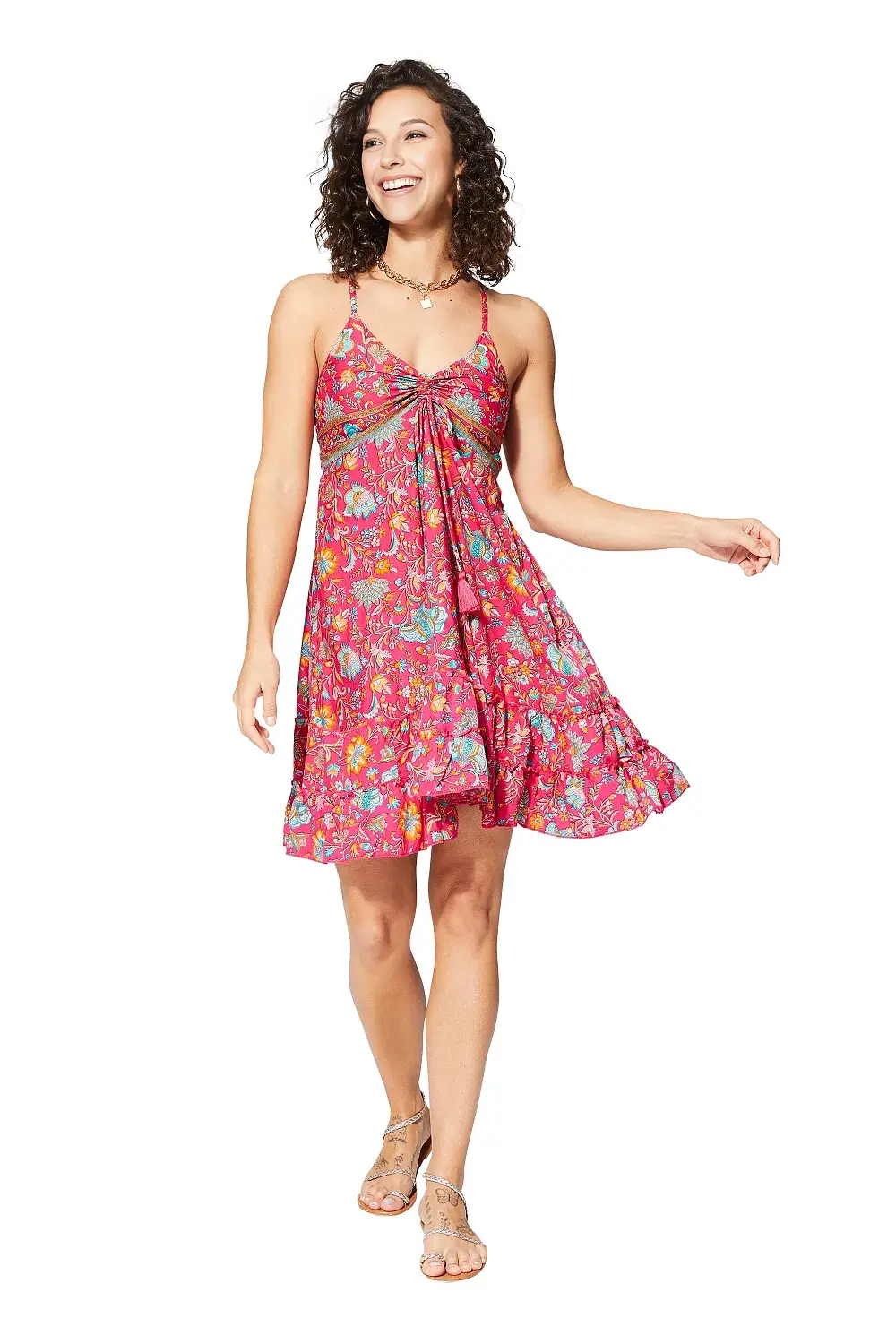 Red Colour Printed Short Dress