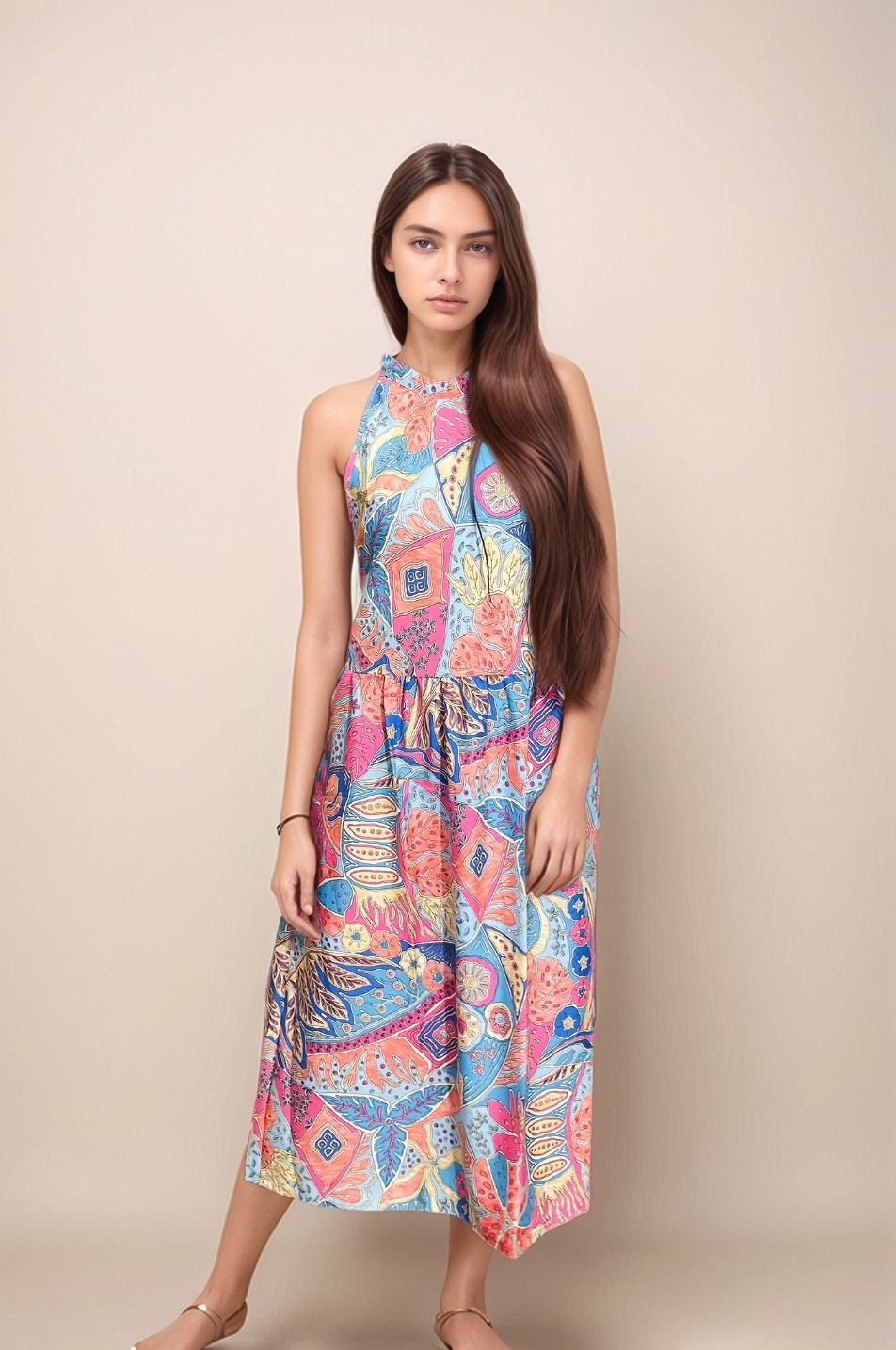 Thumbnail: Colorful Geometric Pattern Dress