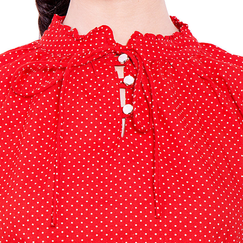 Thumbnail: Holi Top, Cotton Print Red