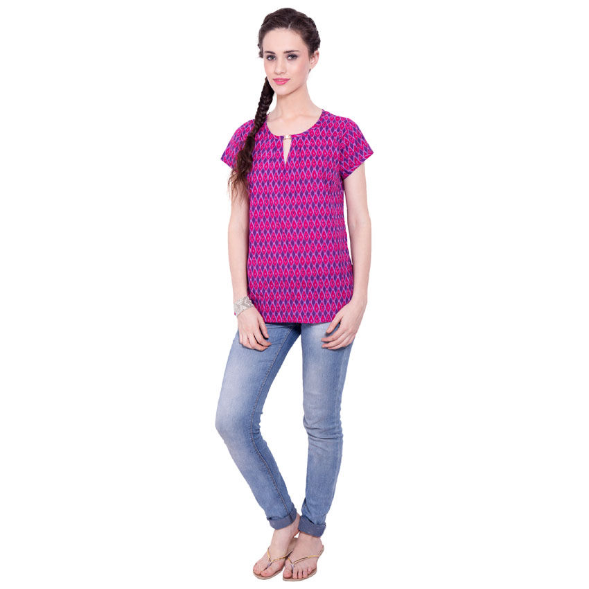 Thumbnail: Juliet Top Cotton Purple Print