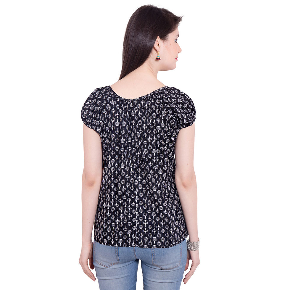 Thumbnail: Mandi Top Cotton Black Print