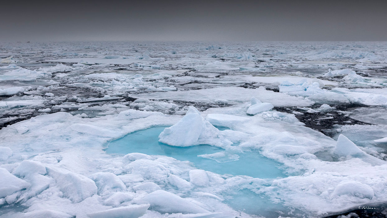 Vista panorámica del hielo marino azul turquesa en EL ÁRTICO, en el océano