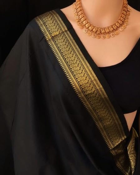 ILAIYAAL CLOTHINGS South Cotton Gadwal Saree for Women | Celebrity Inspired Traditional Ethnic Wear | Chettinad & Kalyani Cotton Sarees | Soft Cotton Saree with Blouse Piece - Light Mehndi Green Black - Image 5