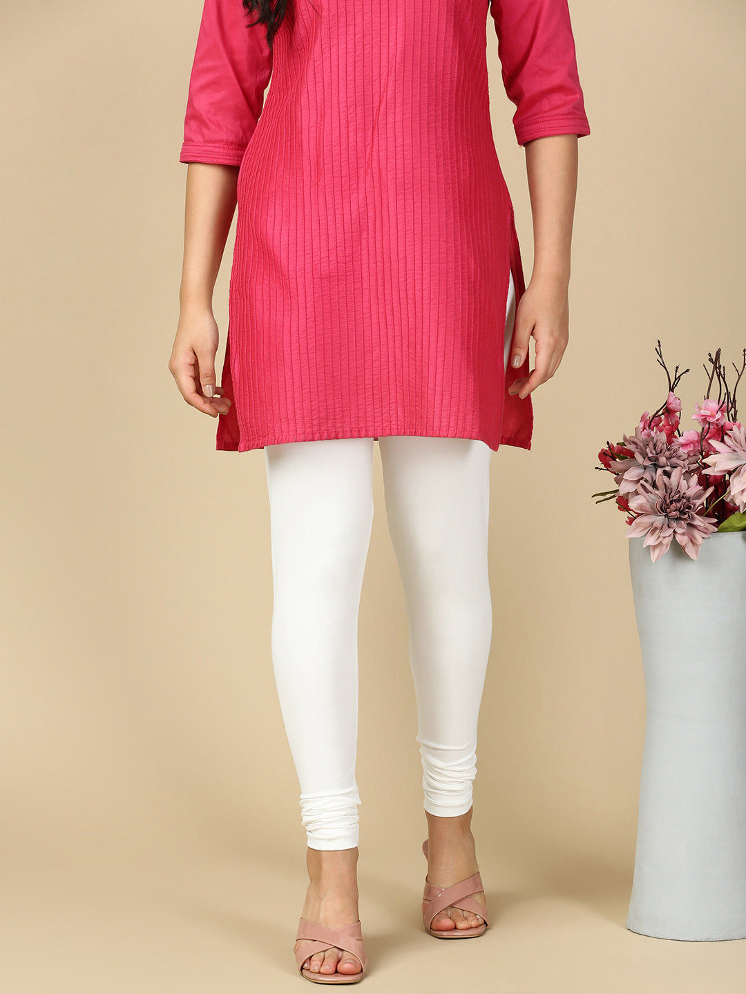 White Premium Cotton Stretch Churidar