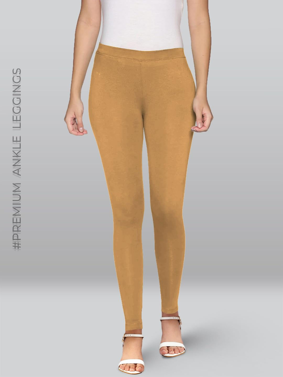 Premium Viscose Stretchable Ankle Length Leggings for Women - H Mustard - Image 2