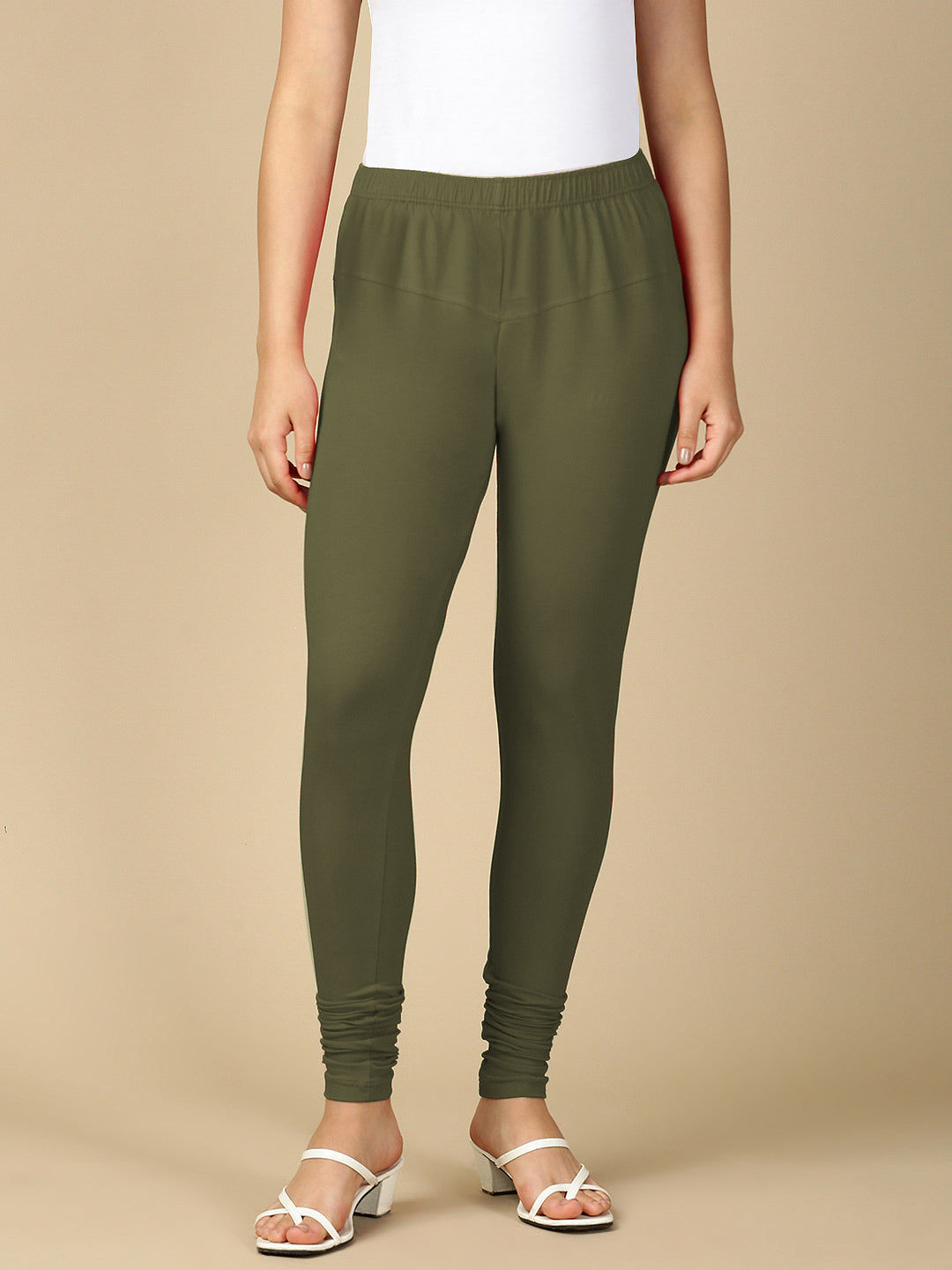 Army Green Premium Cotton Stretch Churidar