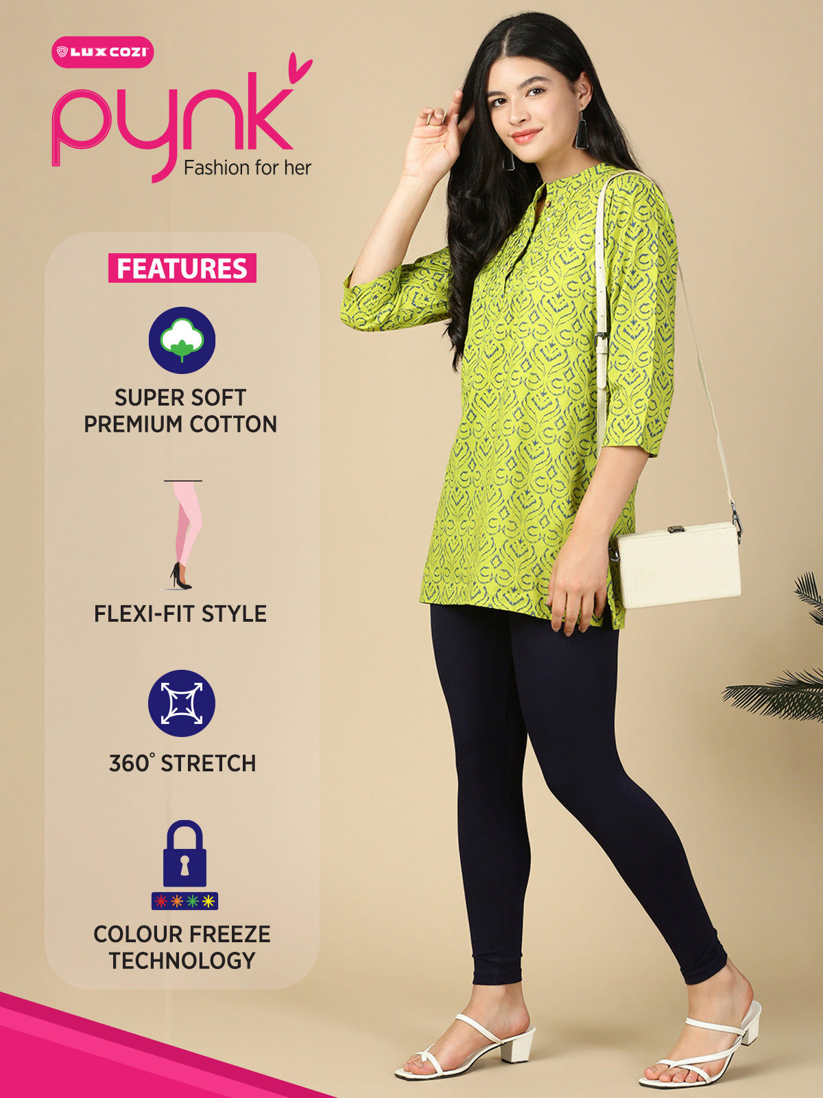 Midnight Navy Premium Cotton Stretch Ankle Length Leggings