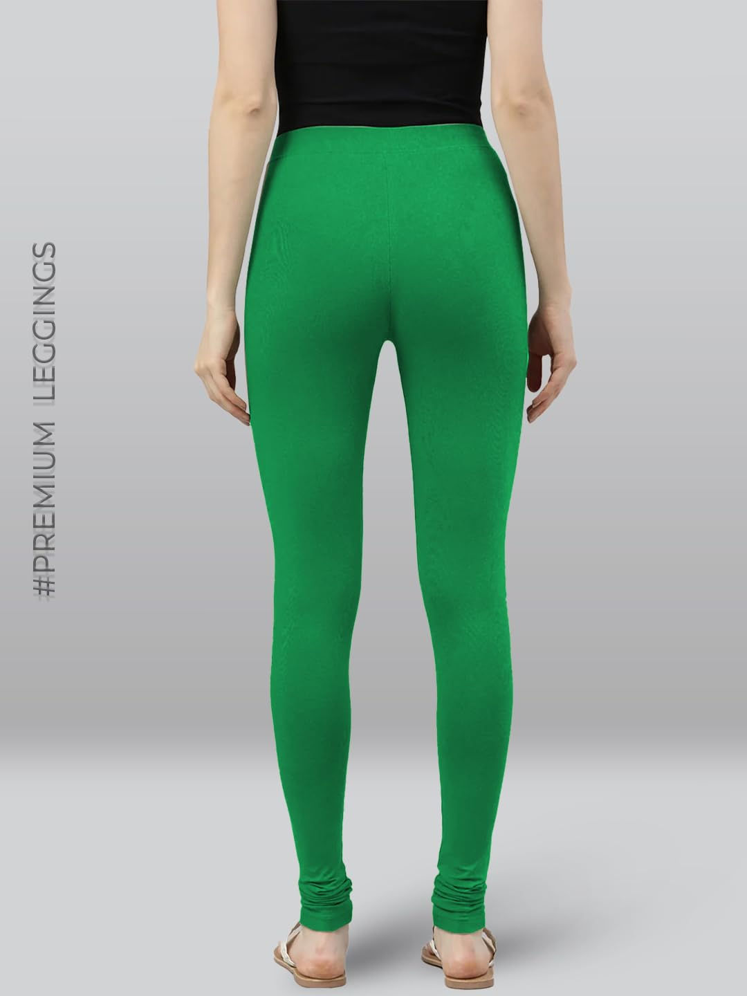 Premium Viscose Full Length Churidar Leggings for Women - Chili Green - Image 3