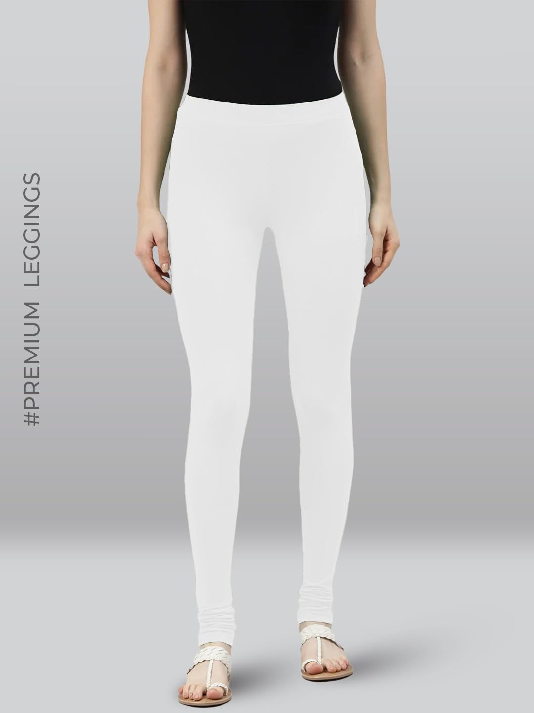 Premium Viscose Full Length Churidar Leggings for Women - White - Image 3
