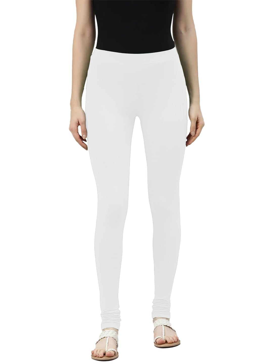 Premium Viscose Full Length Churidar Leggings for Women - White - Image 2