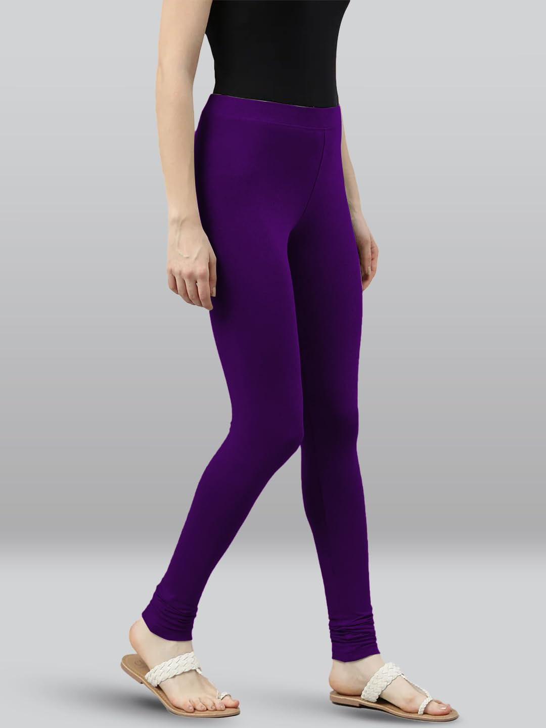 Premium Viscose Full Length Churidar Leggings for Women - Deep Orchid - Image 5