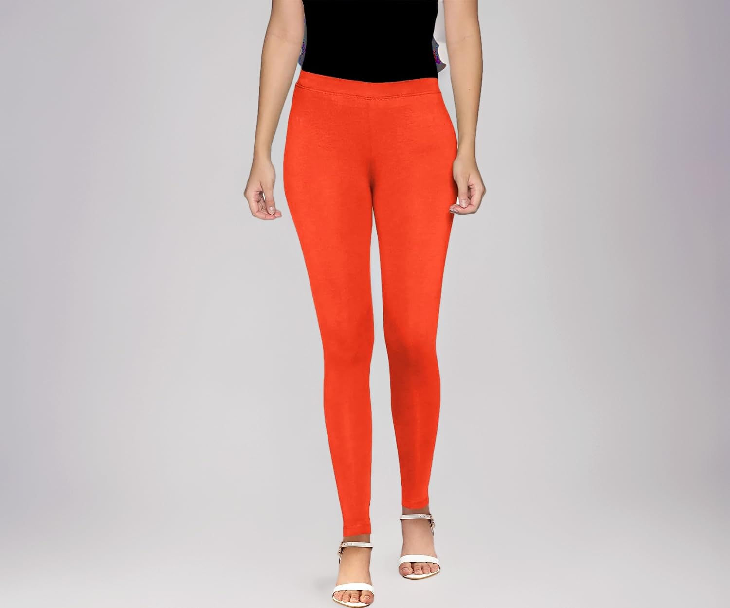 Premium Viscose Stretchable Ankle Length Leggings for Women - Papaya - Image 1