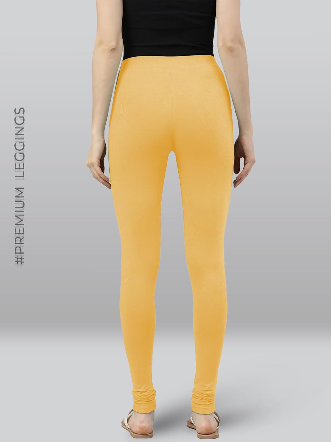 Premium Viscose Full Length Churidar Leggings for Women - Gold - Image 3