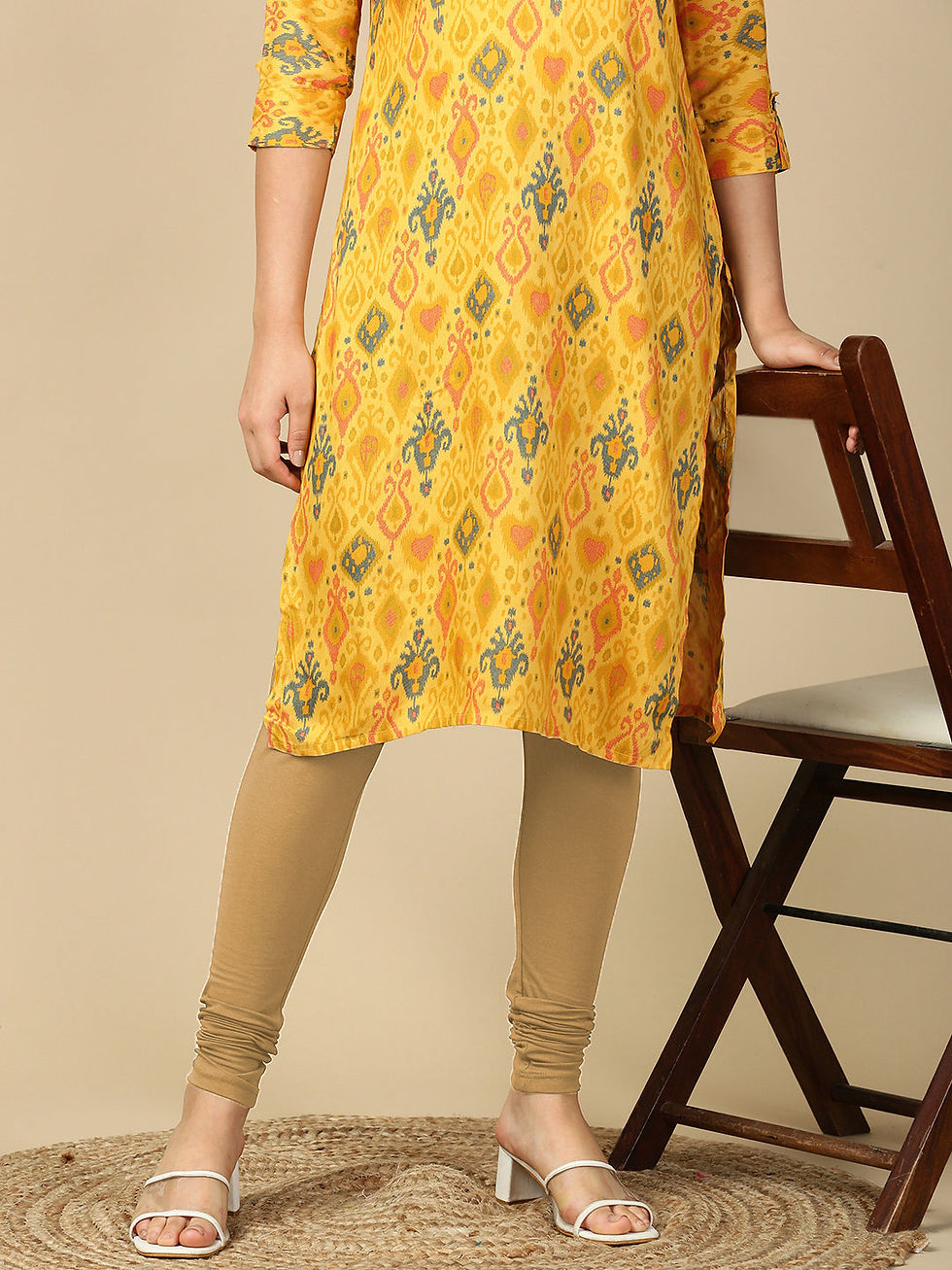 Beige Premium Cotton Stretch Churidar