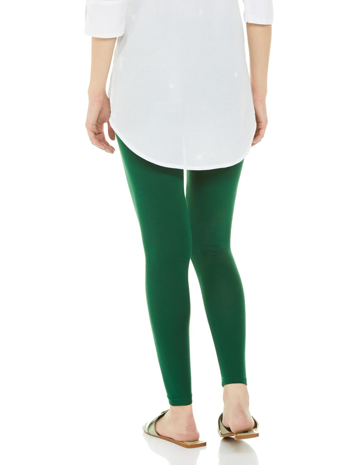 Premium Viscose Stretchable Ankle Length Leggings for Women - Bottle Green - Image 2