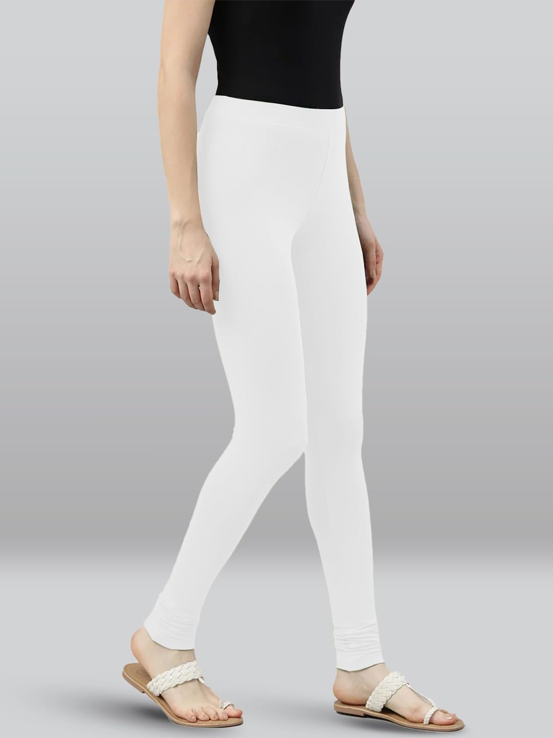 Premium Viscose Full Length Churidar Leggings for Women - White - Image 5