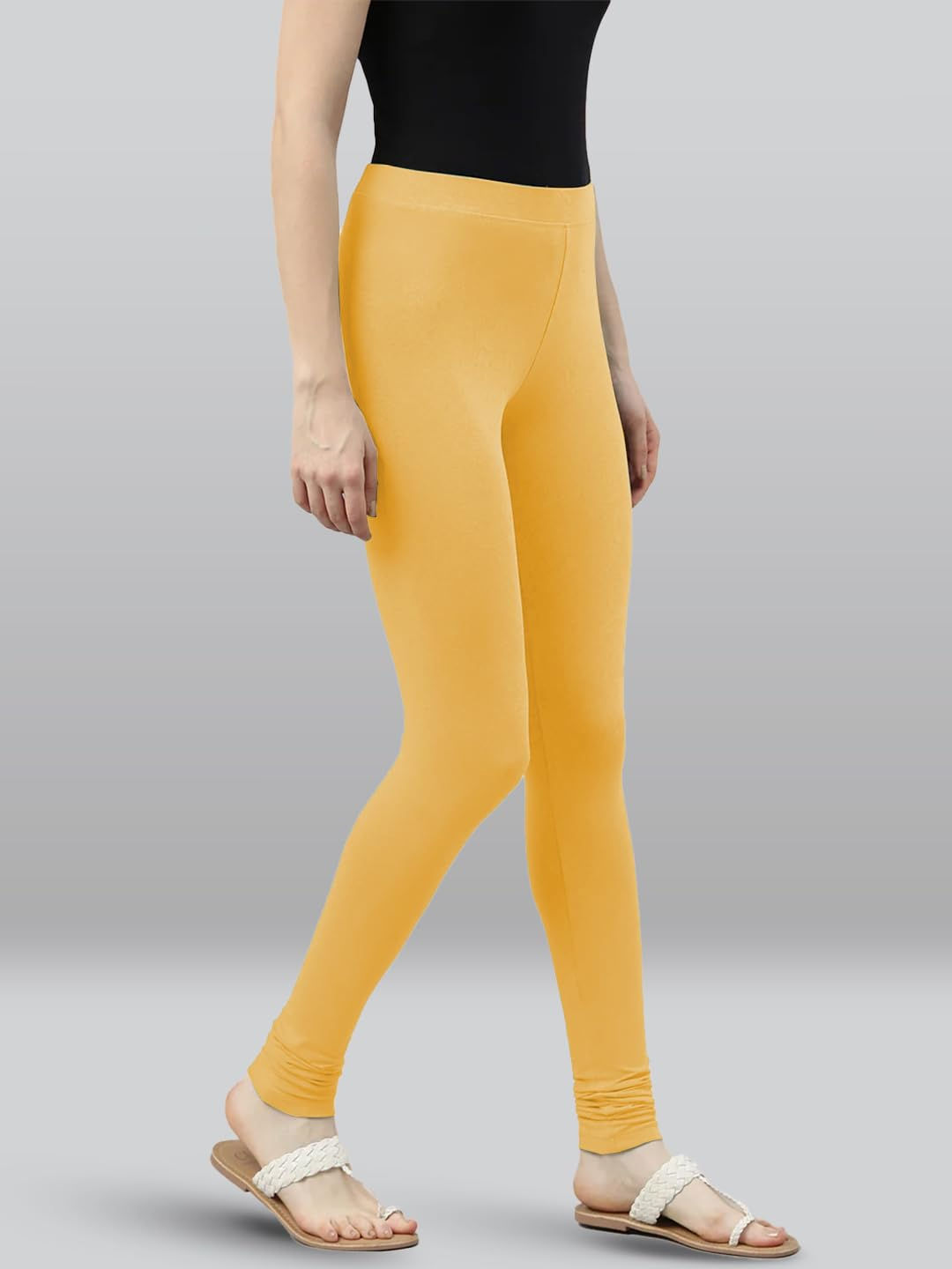 Premium Viscose Full Length Churidar Leggings for Women - Gold - Image 5