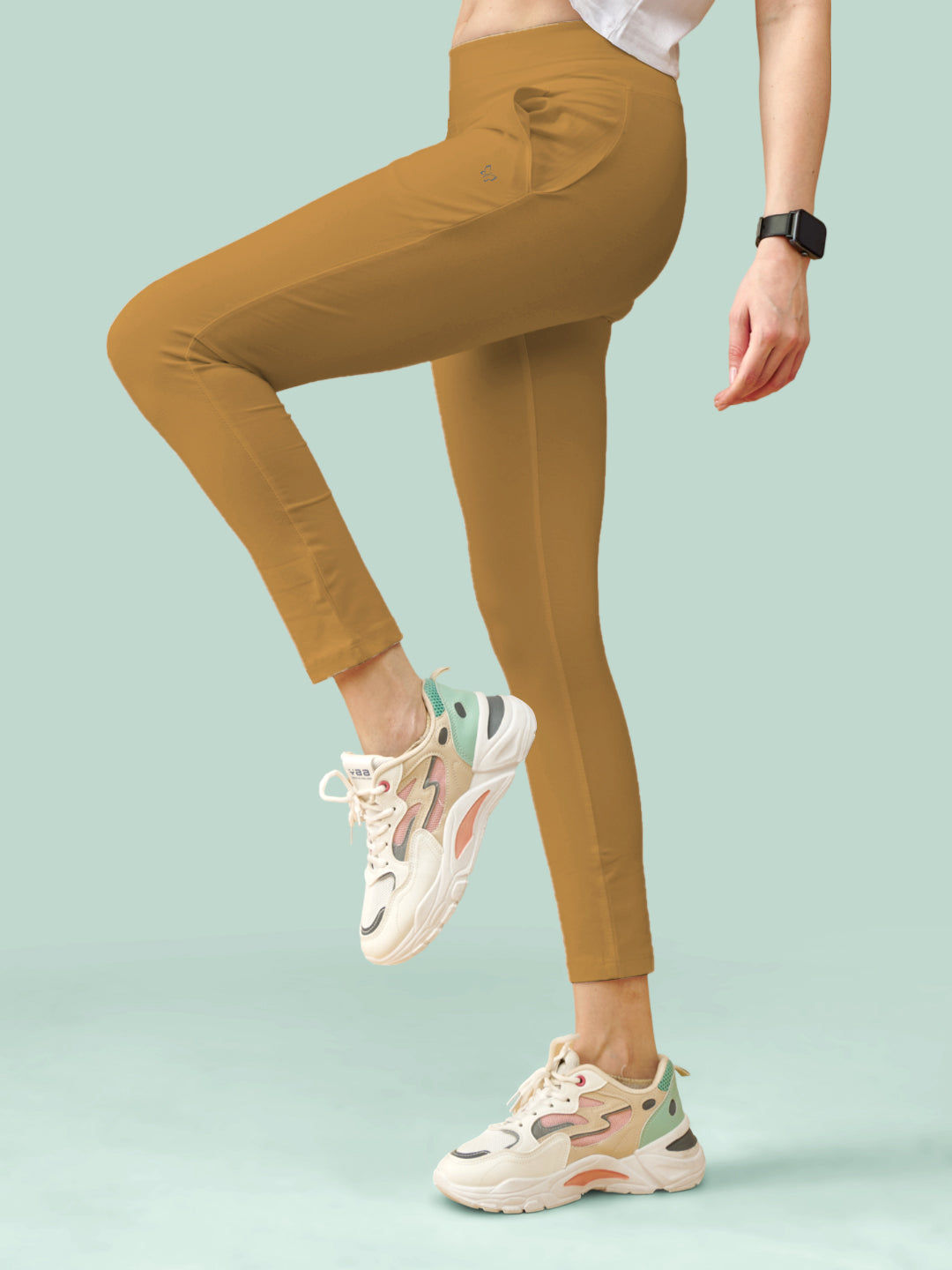 Biscuit Beige High Rise Ankle Length Leggings