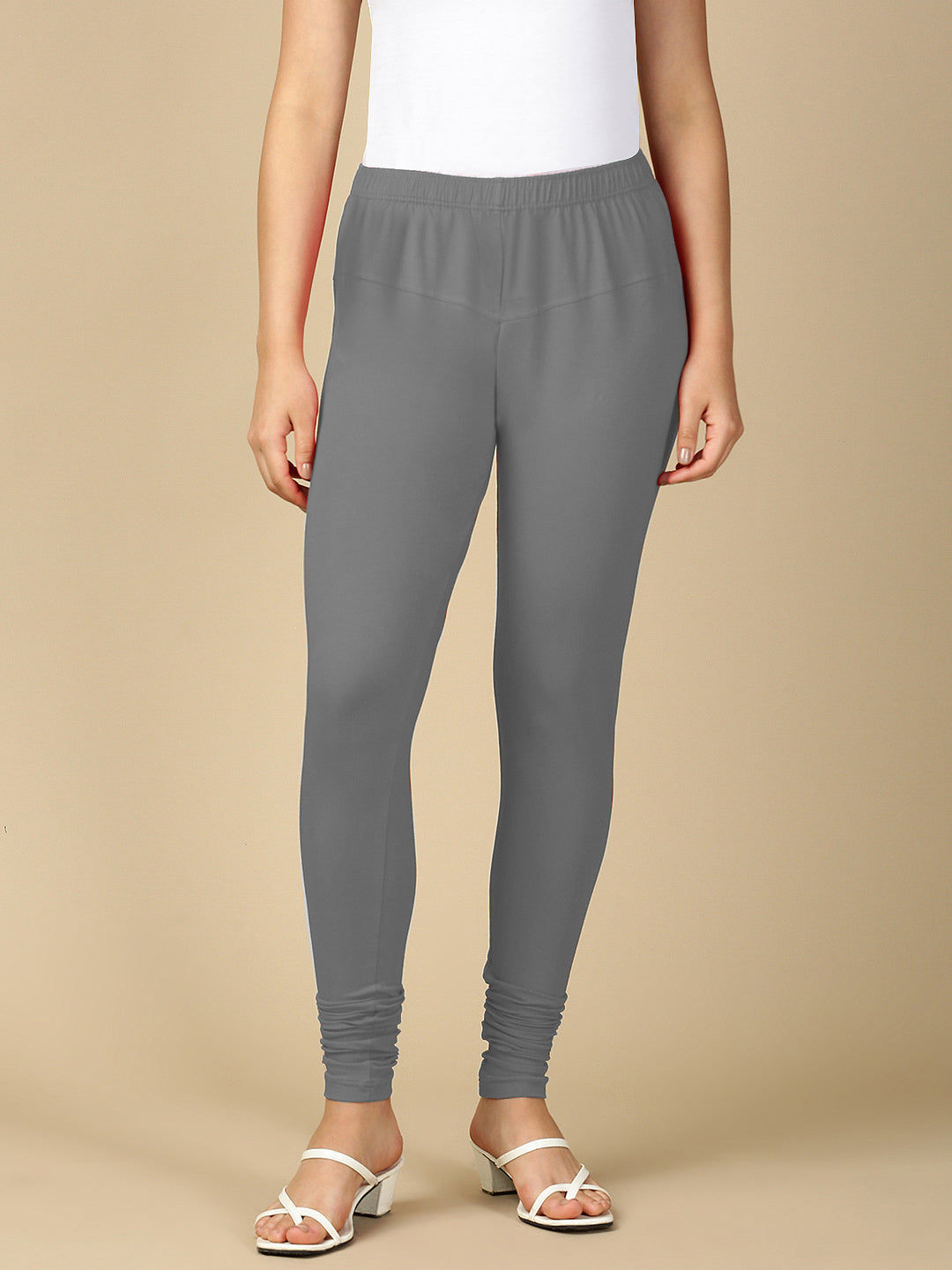 Grey Melange Premium Cotton Stretch Churidar