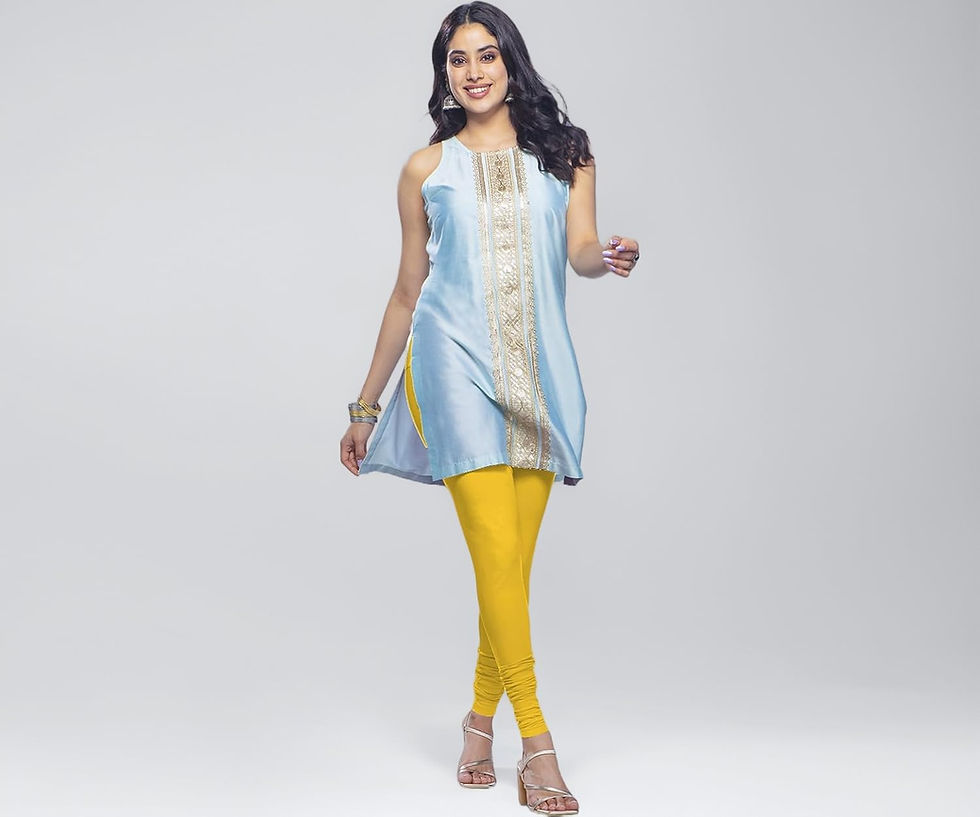Premium Viscose Full Length Churidar Leggings for Women - Yellow - Image 1