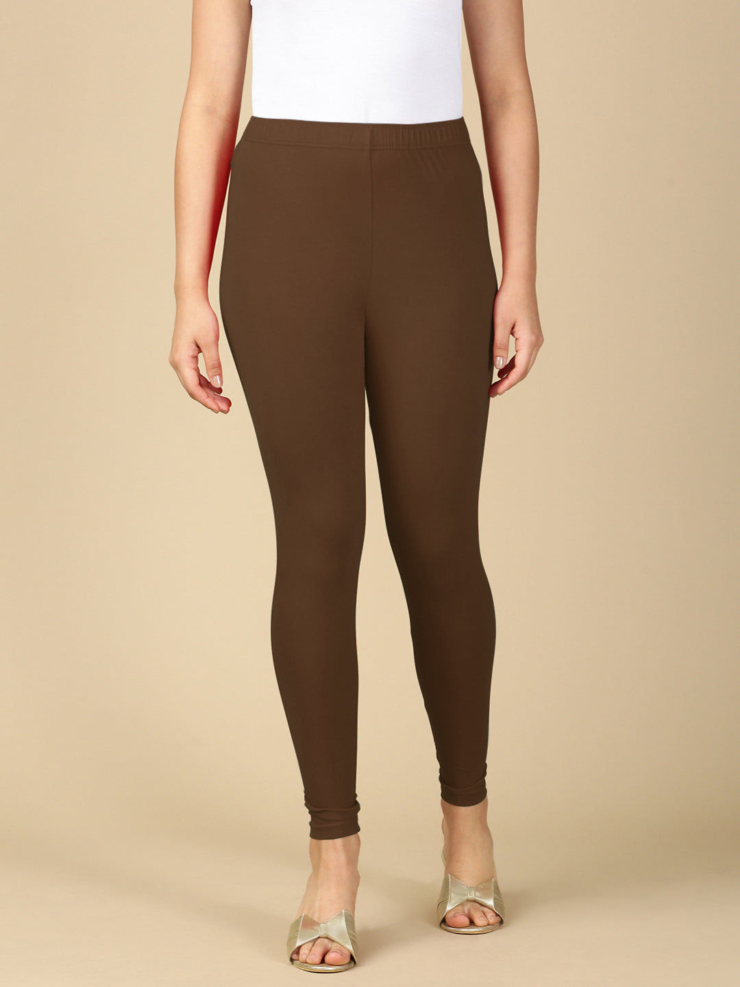 Brown Premium Cotton Stretch Ankle Length Leggings