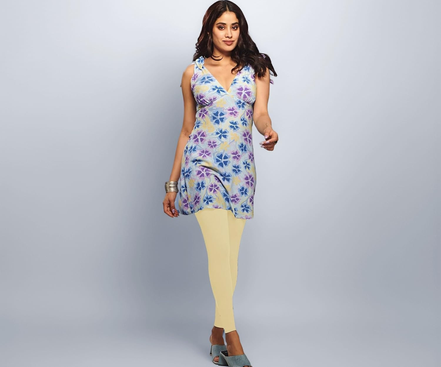 Premium Viscose Stretchable Ankle Length Leggings for Women - Cream - Image 1