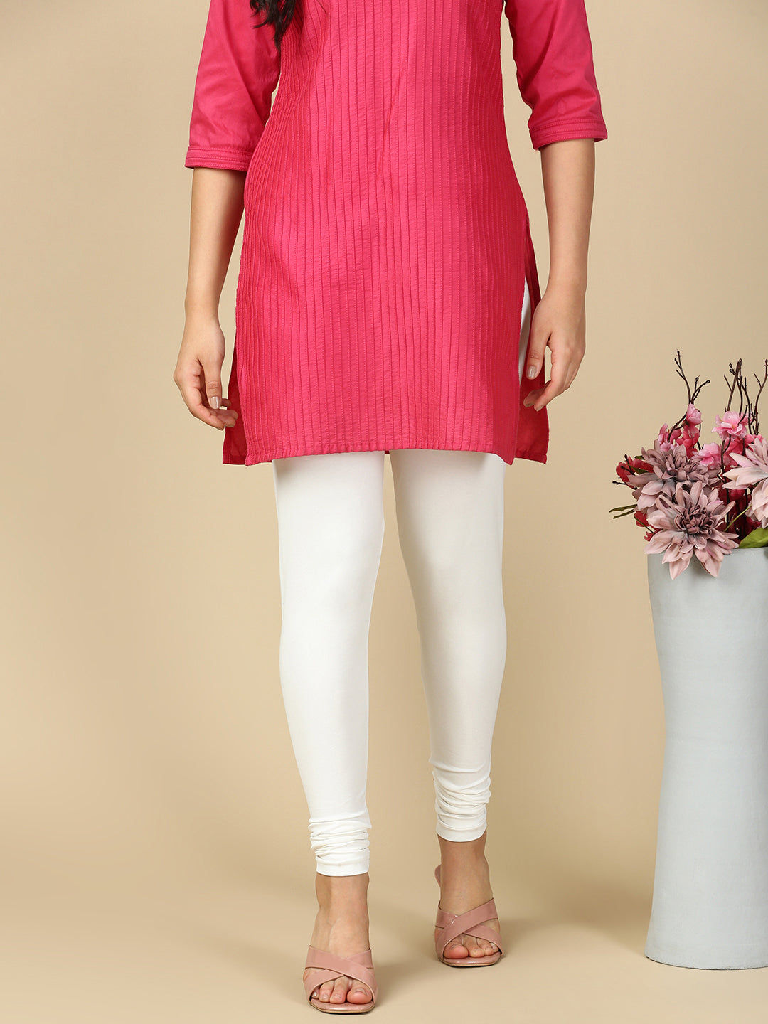 Off White Premium Cotton Stretch Churidar