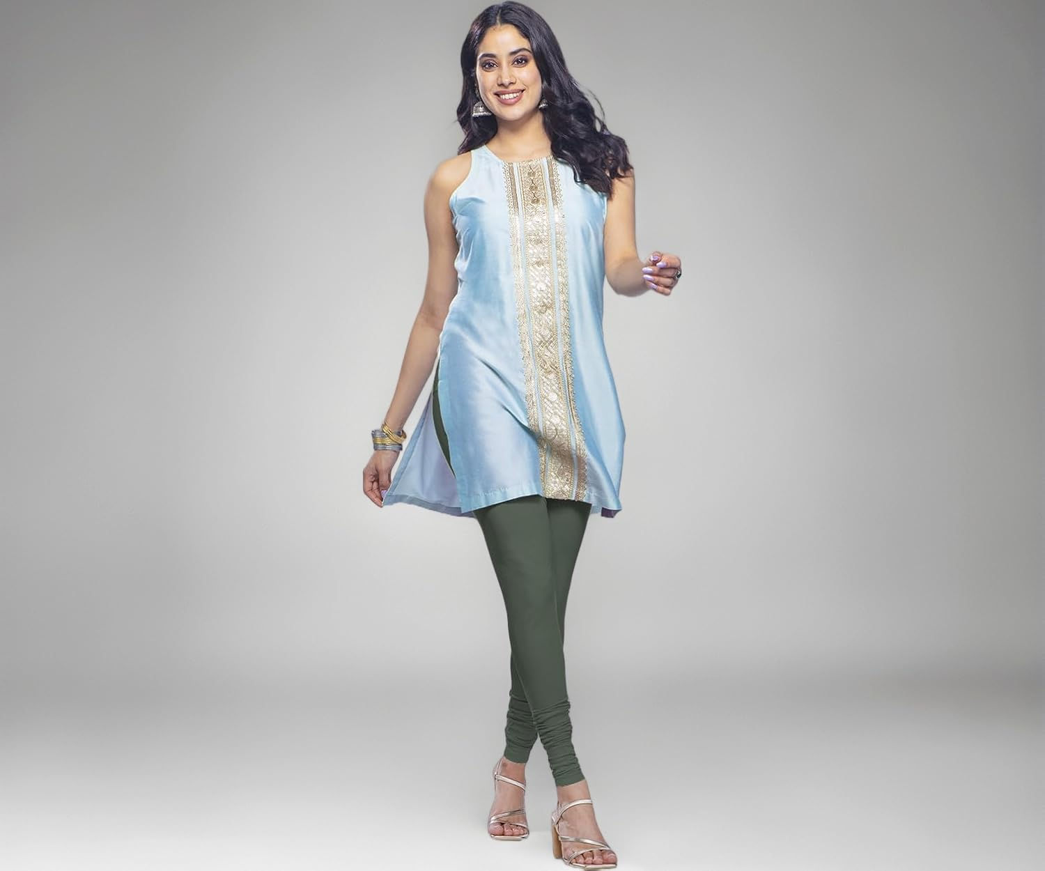 Premium Viscose Full Length Churidar Leggings for Women - Steel Grey - Image 1