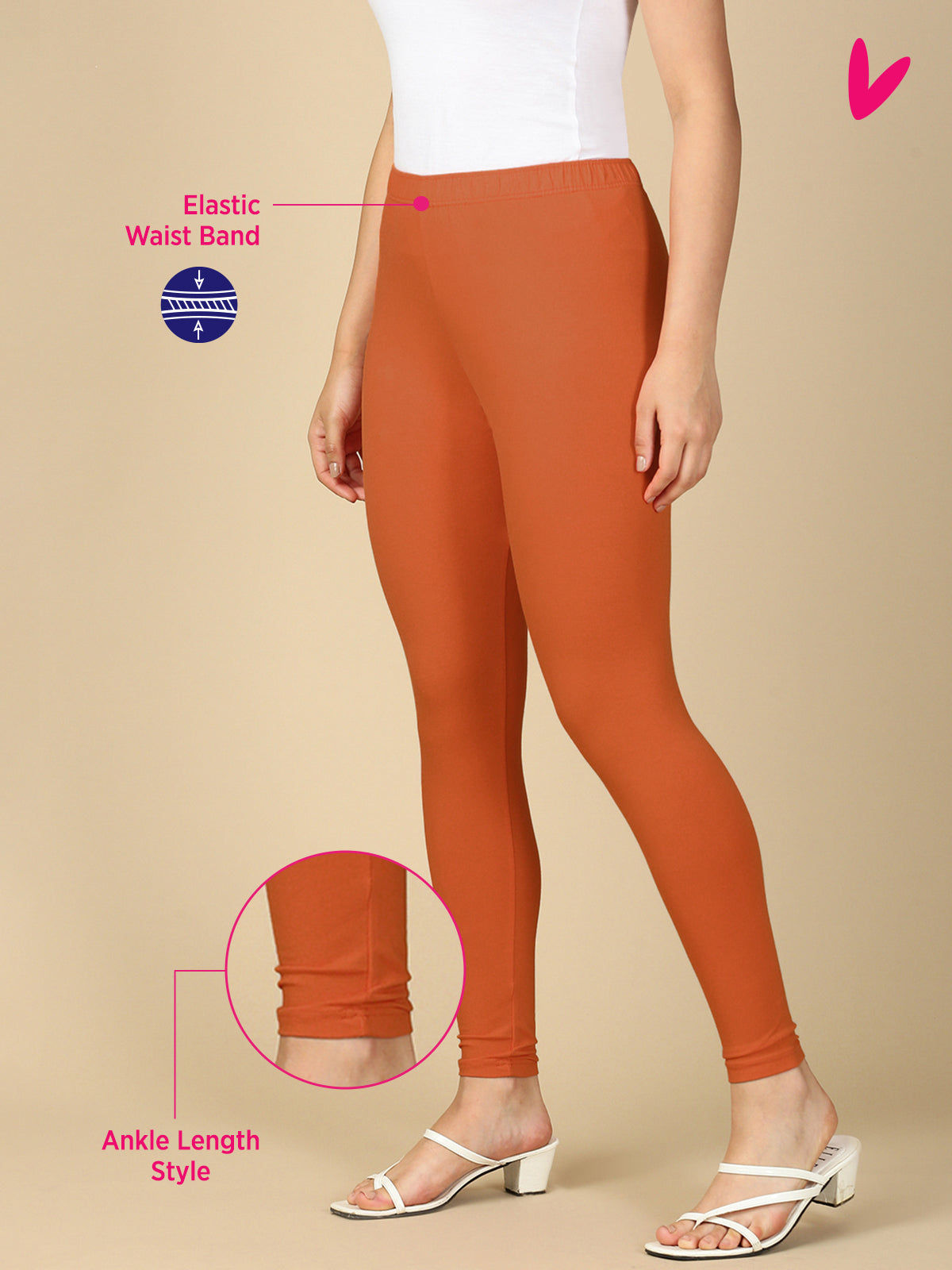 Brick Premium Cotton Stretch Ankle Length Leggings