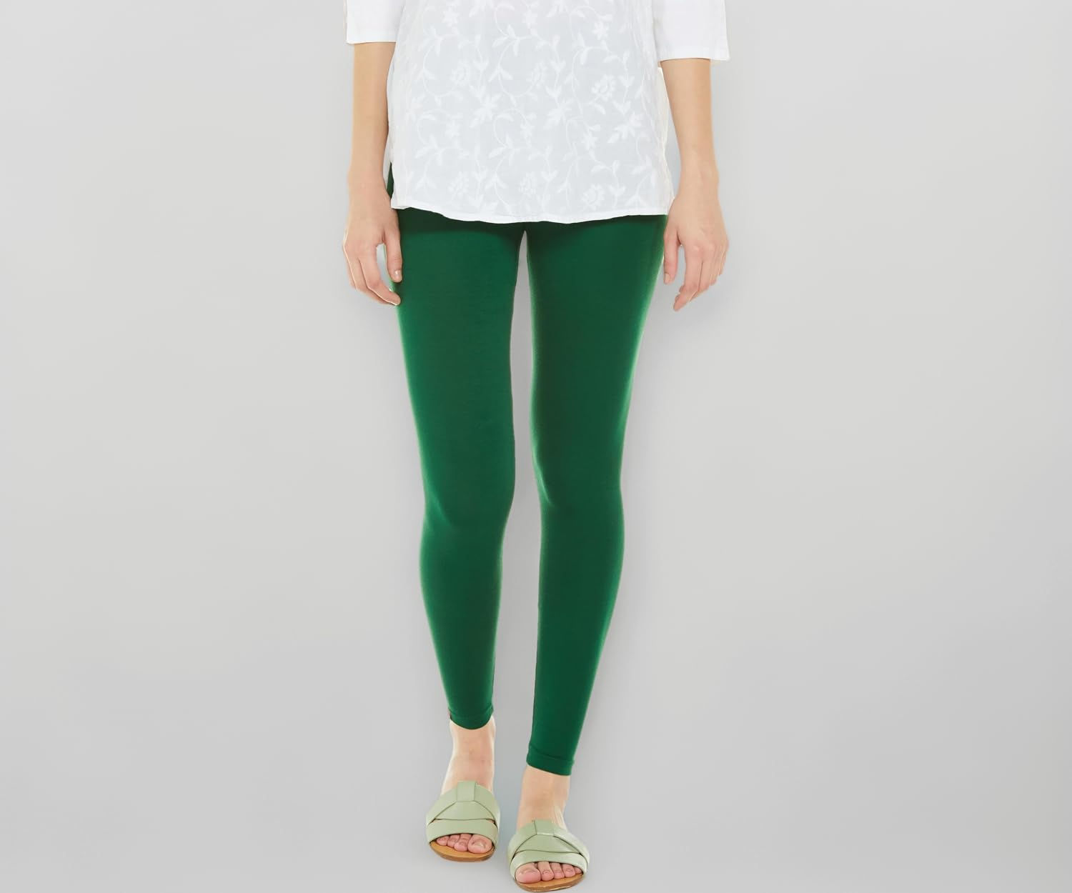 Premium Viscose Stretchable Ankle Length Leggings for Women - Bottle Green - Image 1