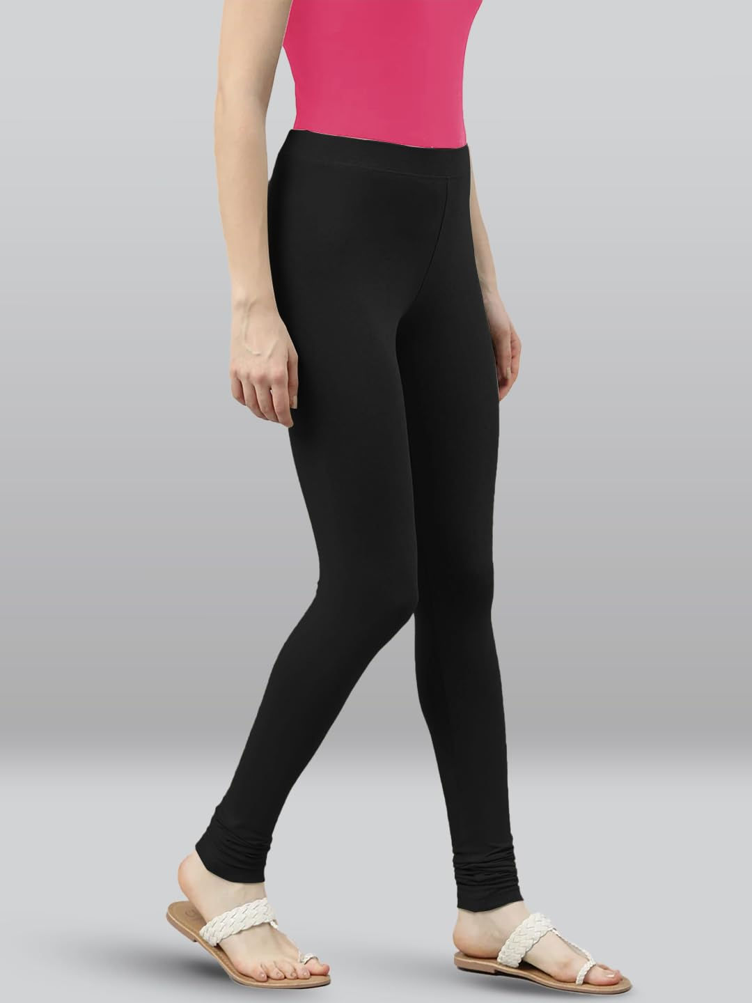 Premium Viscose Full Length Churidar Leggings for Women - Black - Image 5
