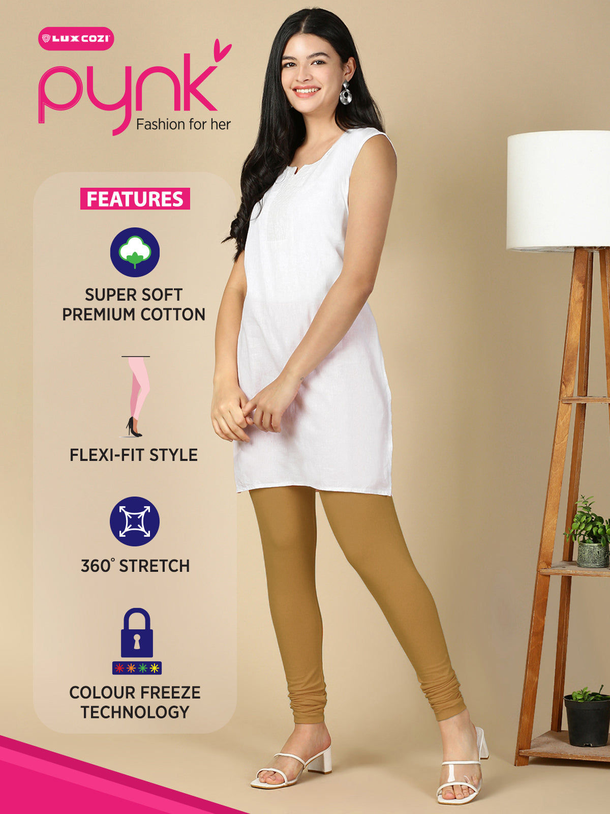 Peanut Brown Premium Cotton Stretch Churidar