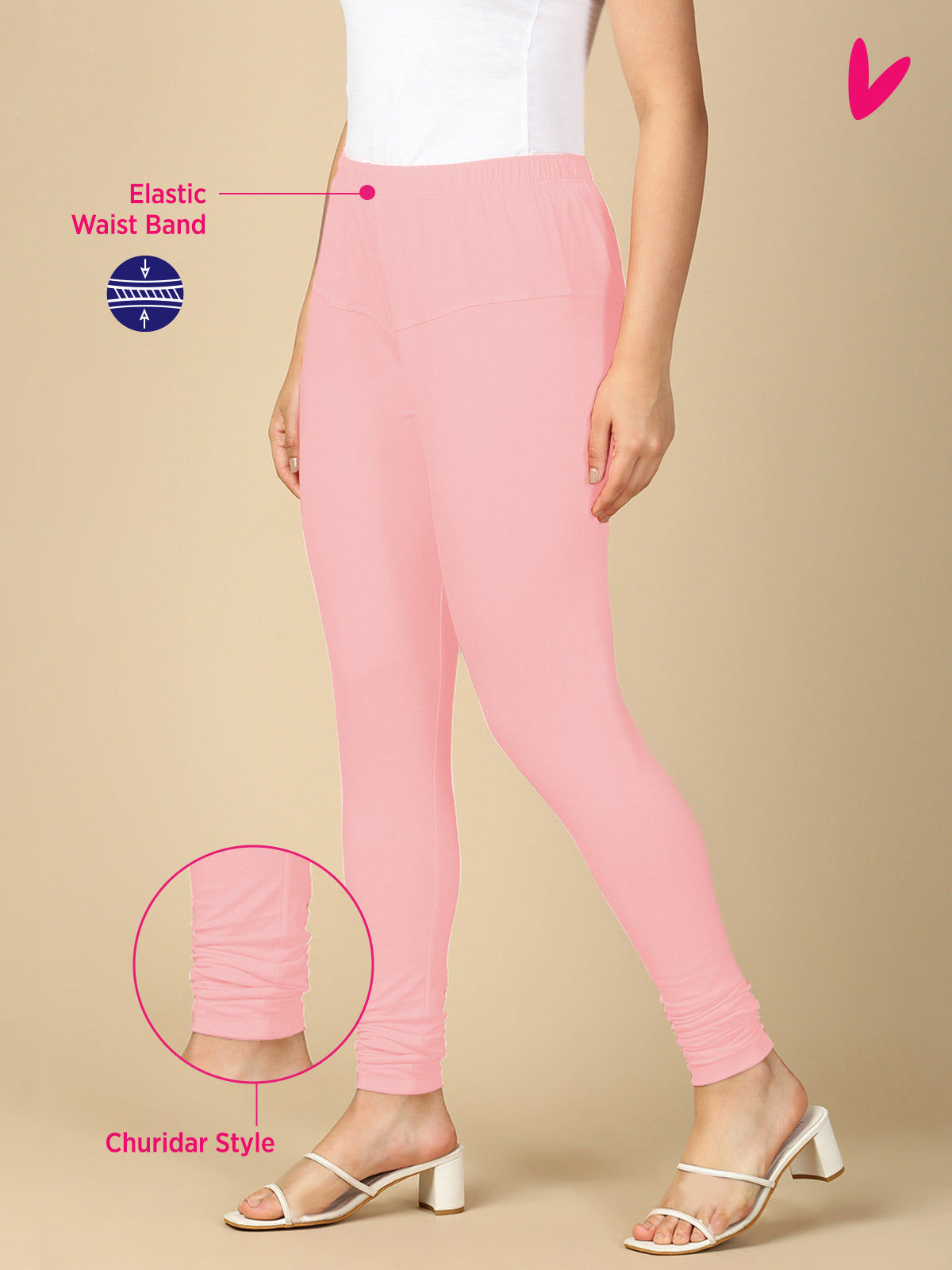 Baby Pink Premium Cotton Stretch Churidar