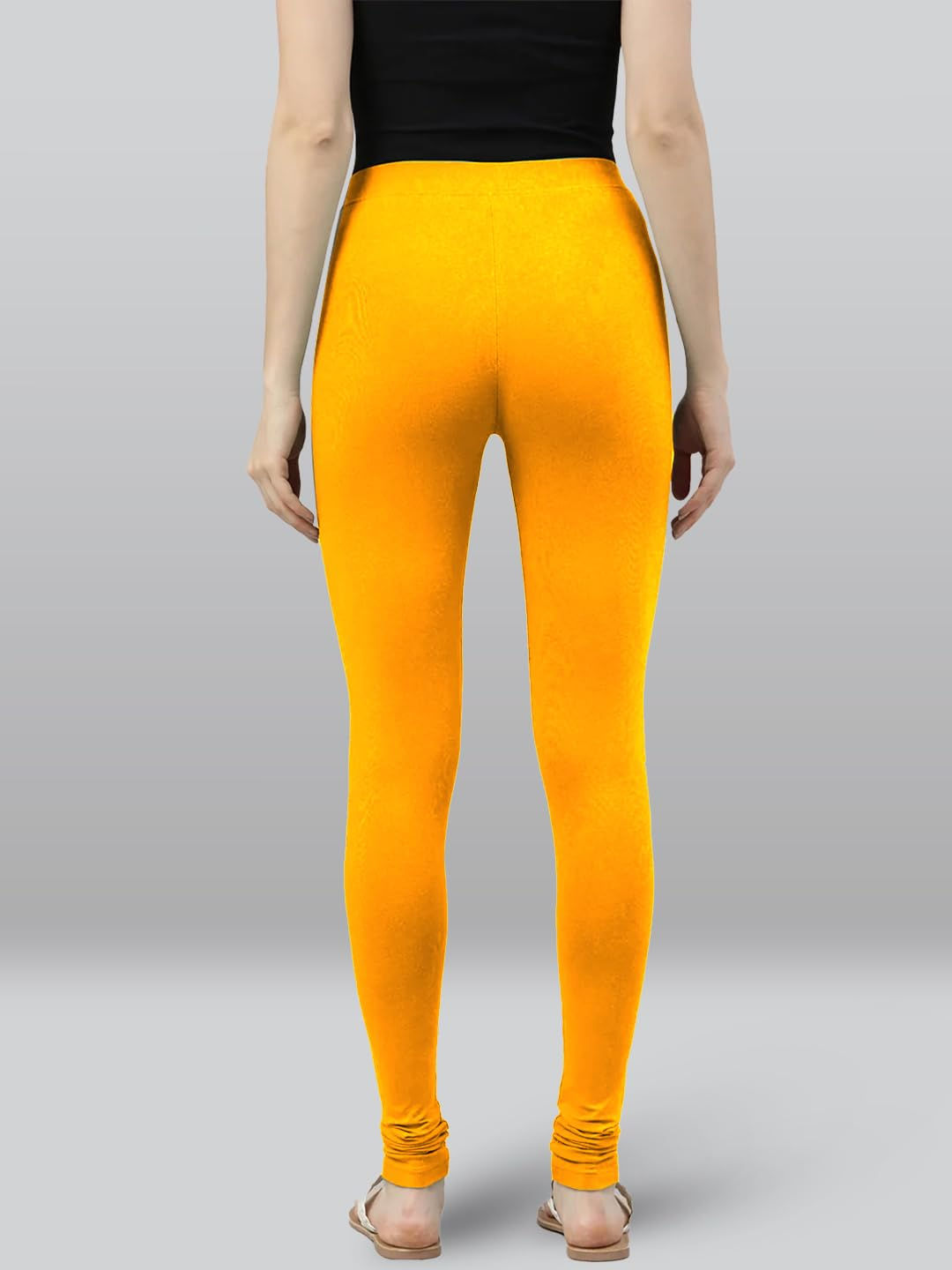 Premium Viscose Full Length Churidar Leggings for Women - Mustard - Image 3