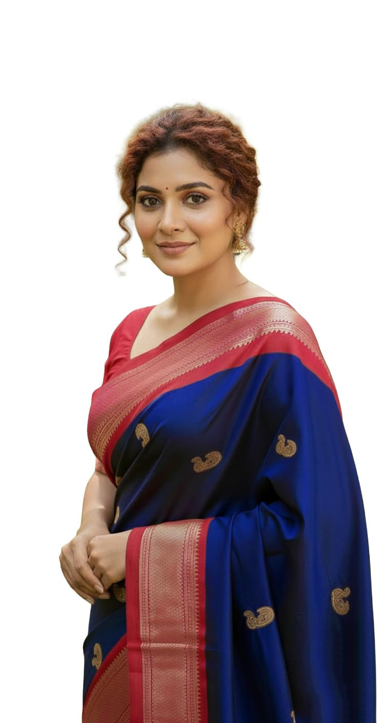 Ethnic Designer Timeless Grace Paithani Sico Silk Saree with Rich Zari Border - Image 2