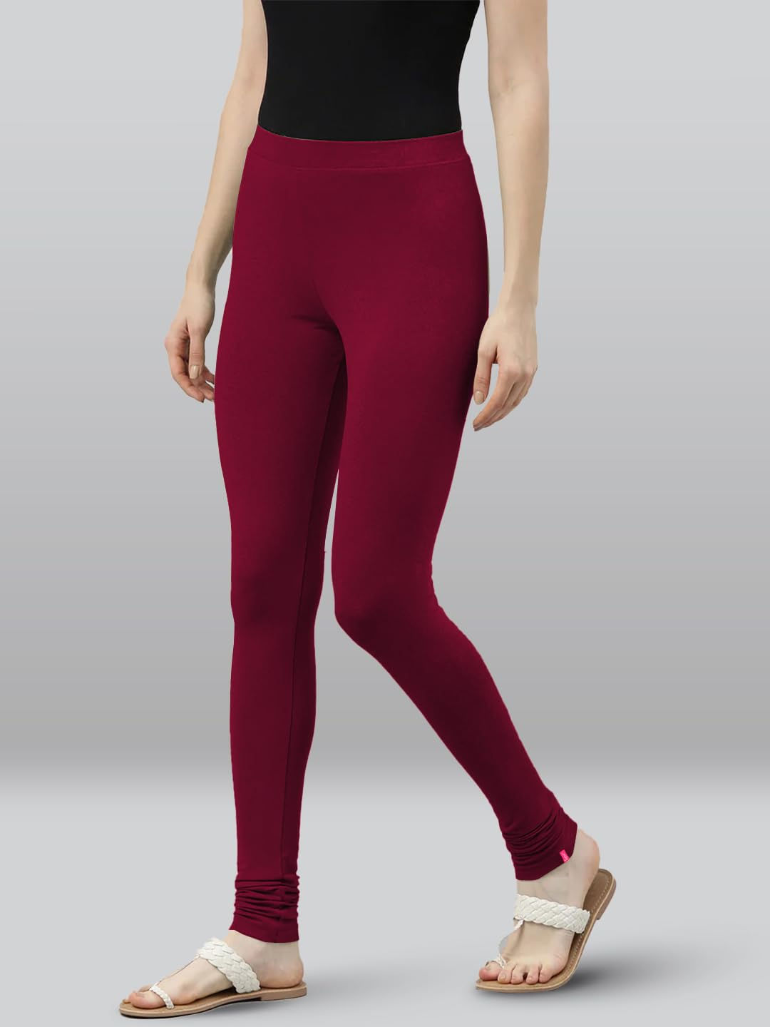 Premium Viscose Full Length Churidar Leggings for Women - Maroon - Image 4