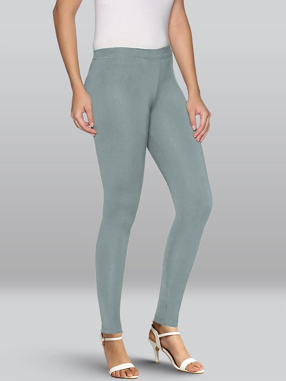 Thumbnail: Premium Viscose Stretchable Ankle Length Leggings for Women - Cement - Image 6