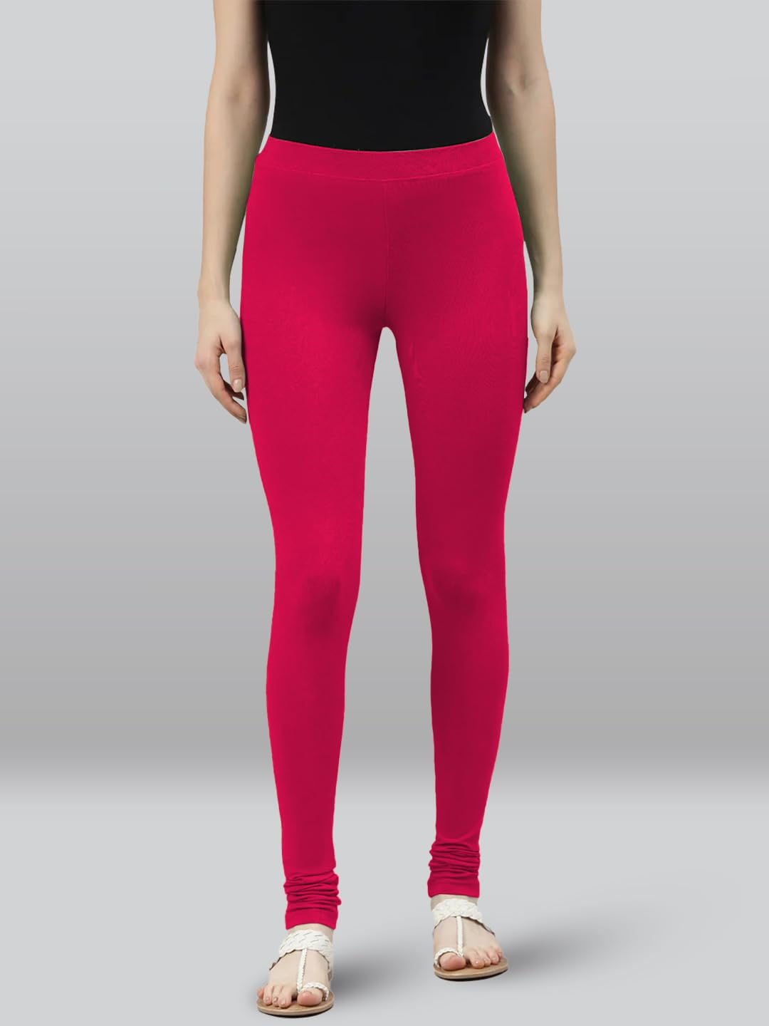 Premium Viscose Full Length Churidar Leggings for Women - Megenta - Image 2