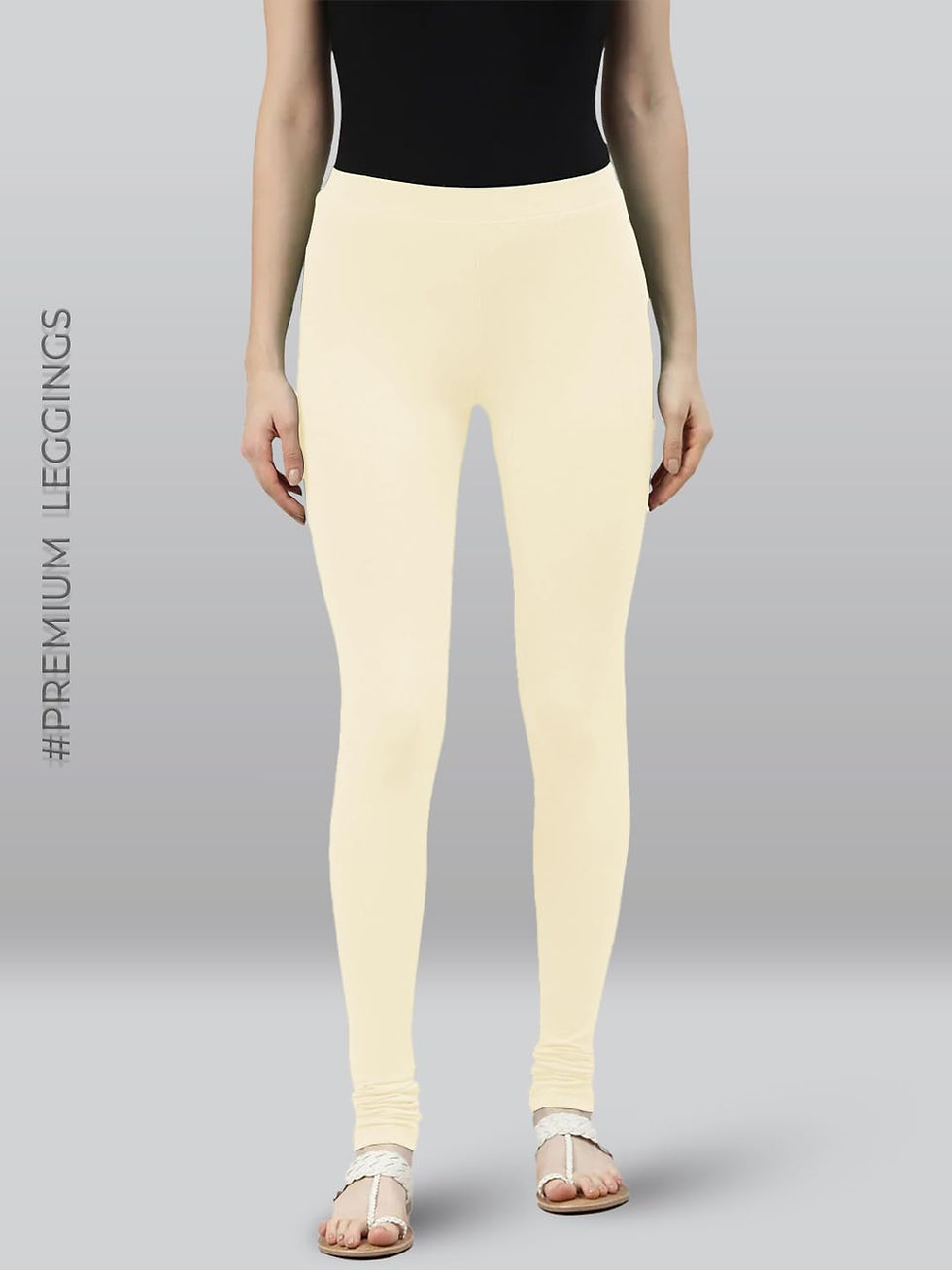 Premium Viscose Full Length Churidar Leggings for Women - Cream - Image 2