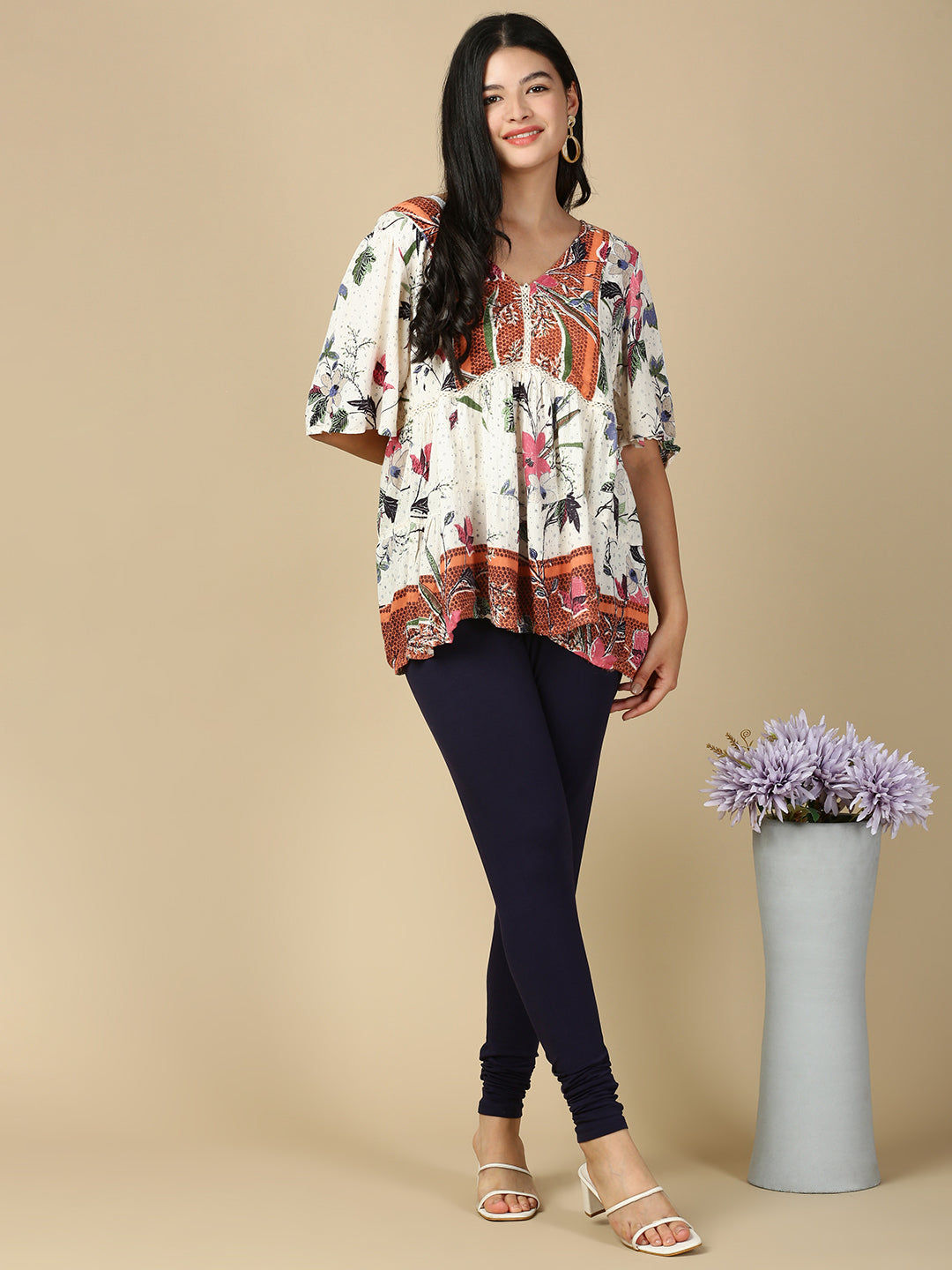 Navy Blue Premium Cotton Stretch Churidar