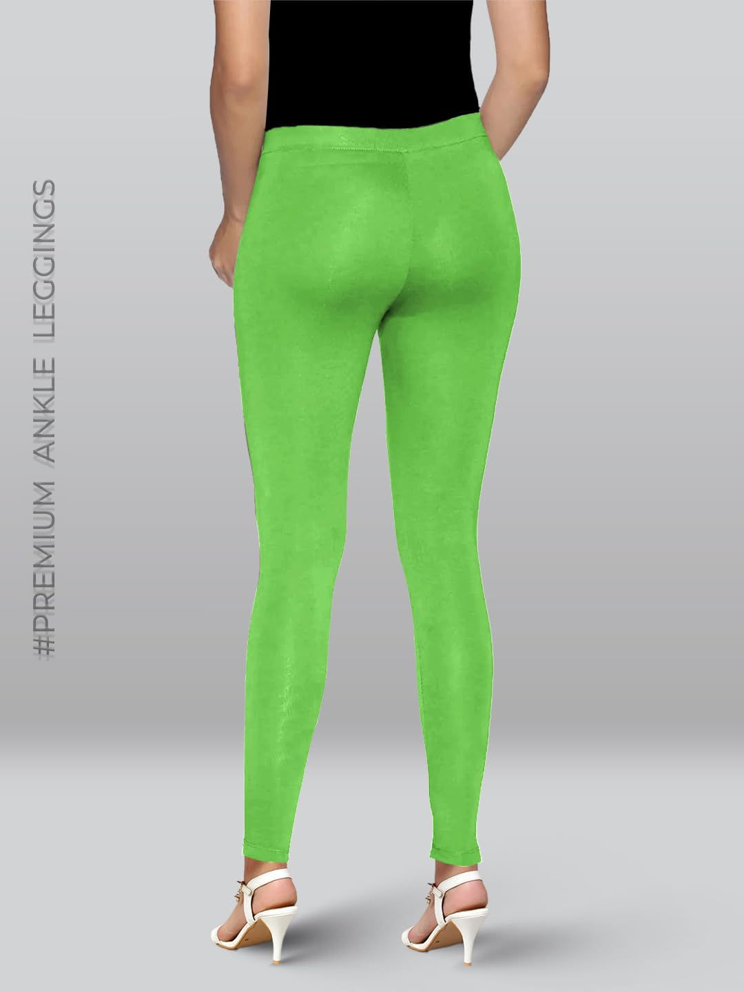 Premium Viscose Stretchable Ankle Length Leggings for Women - Grass Green - Image 3
