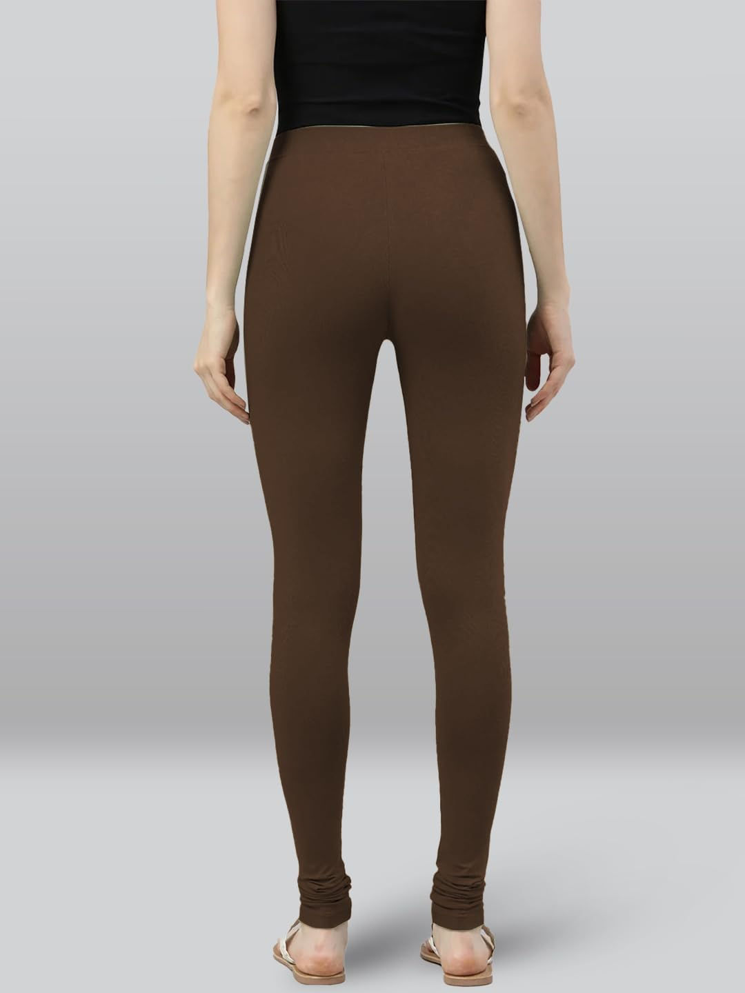Premium Viscose Full Length Churidar Leggings for Women - Dark Chocolate - Image 3