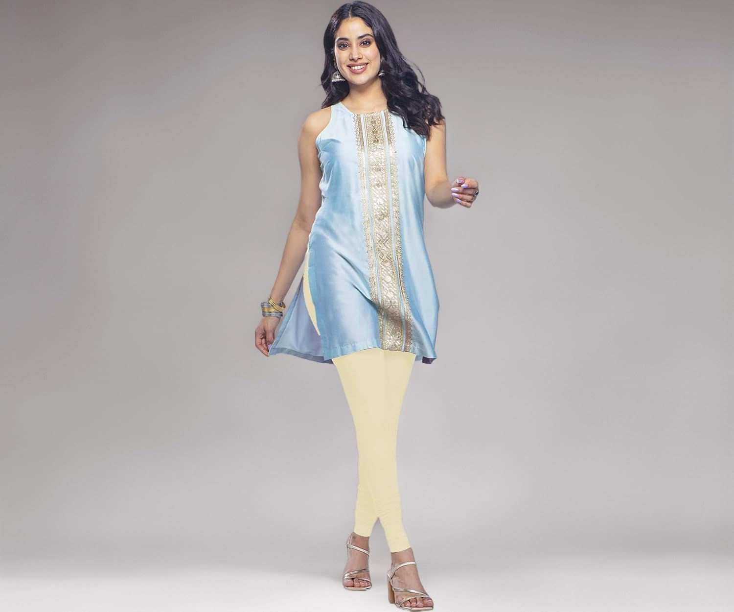Premium Viscose Full Length Churidar Leggings for Women - Cream - Image 1