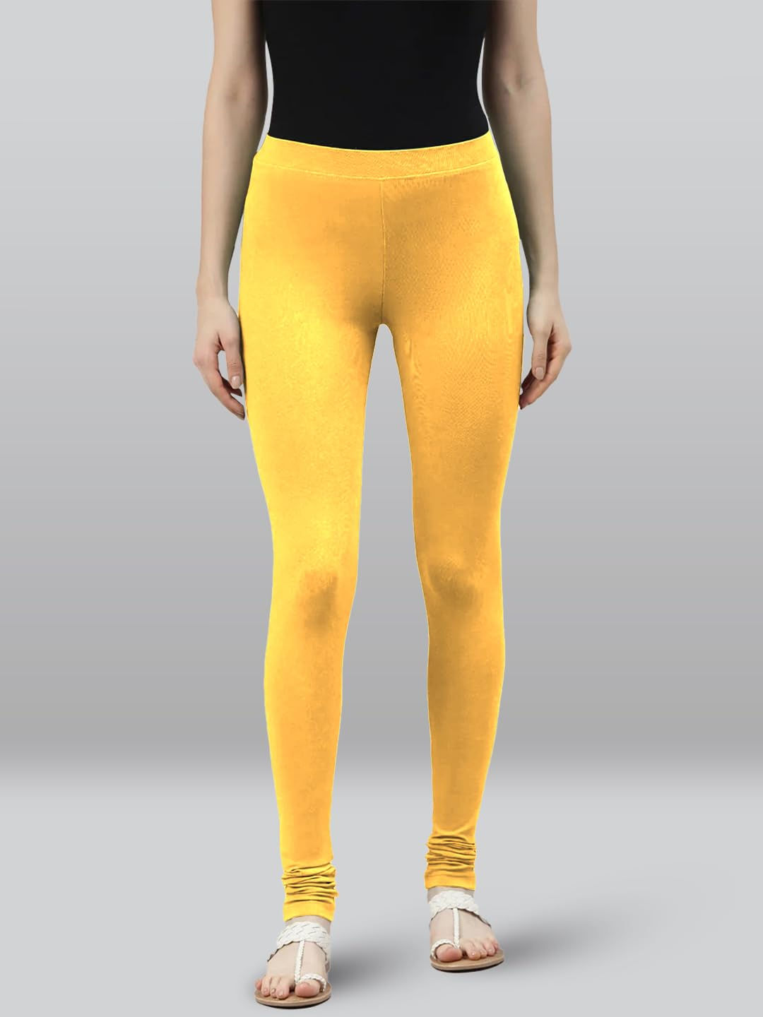 Premium Viscose Full Length Churidar Leggings for Women - Mango - Image 2