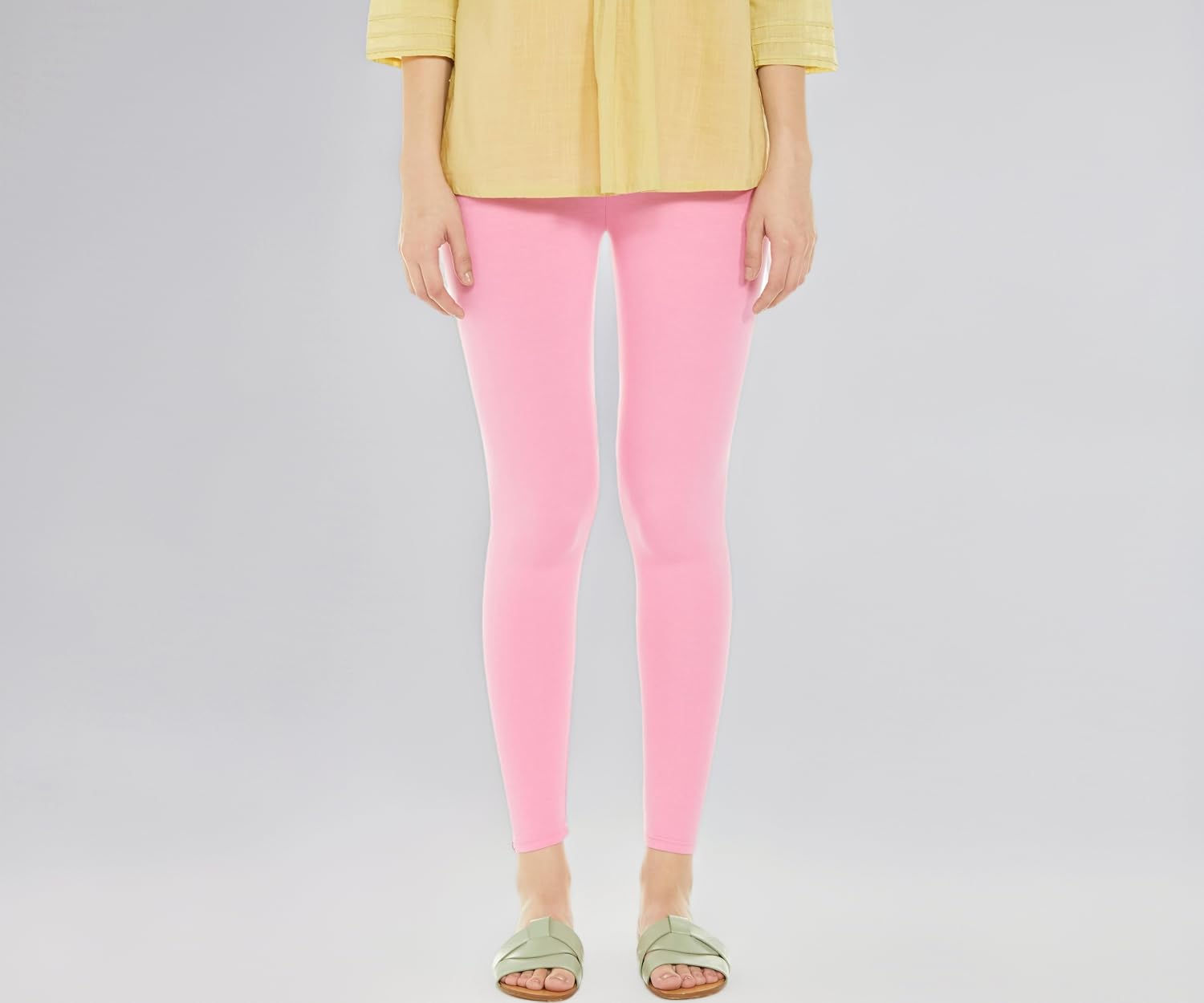 Premium Viscose Stretchable Ankle Length Leggings for Women - Light Pink - Image 1