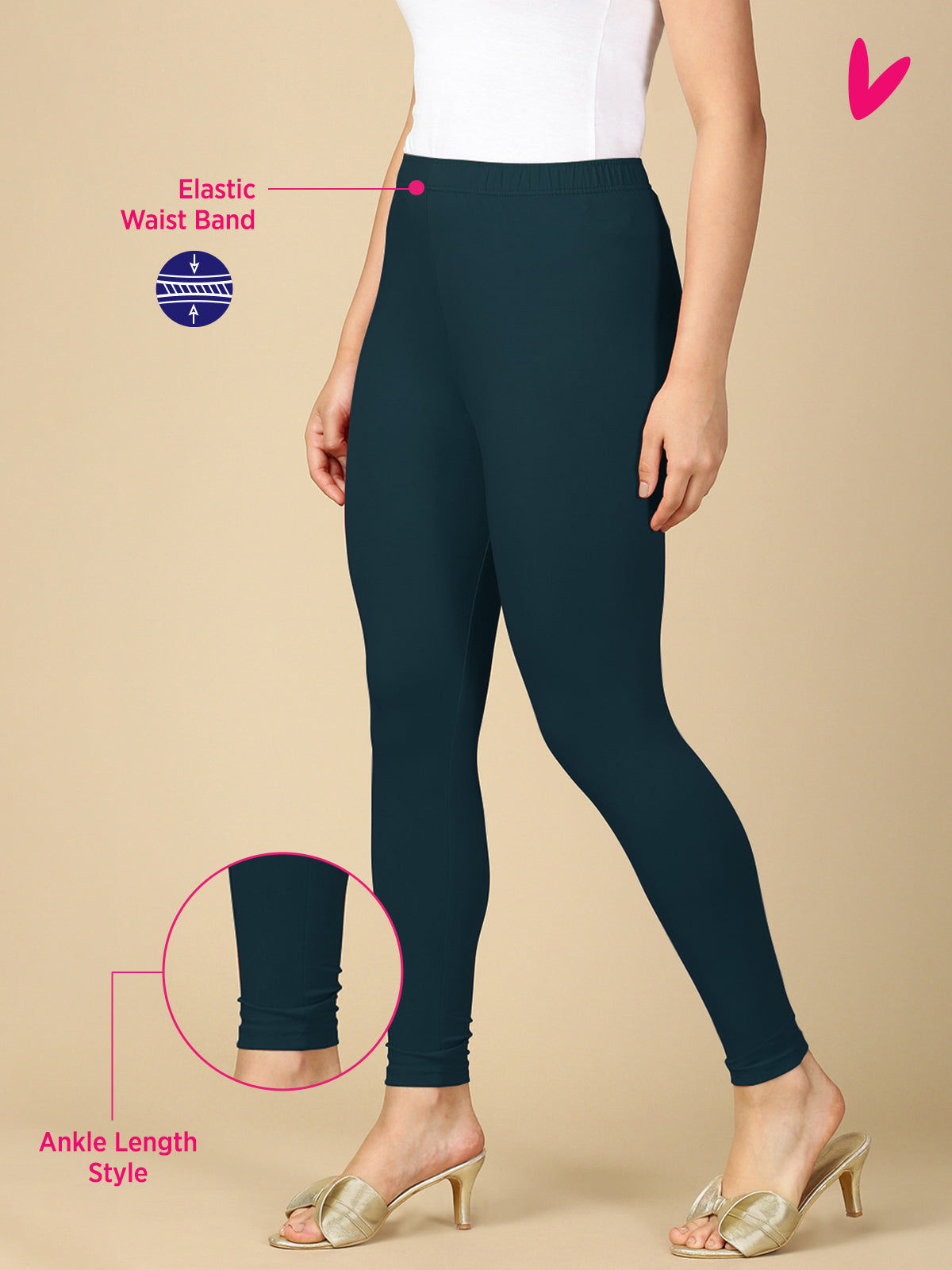 Slate Blue Premium Cotton Stretch Ankle Length Leggings
