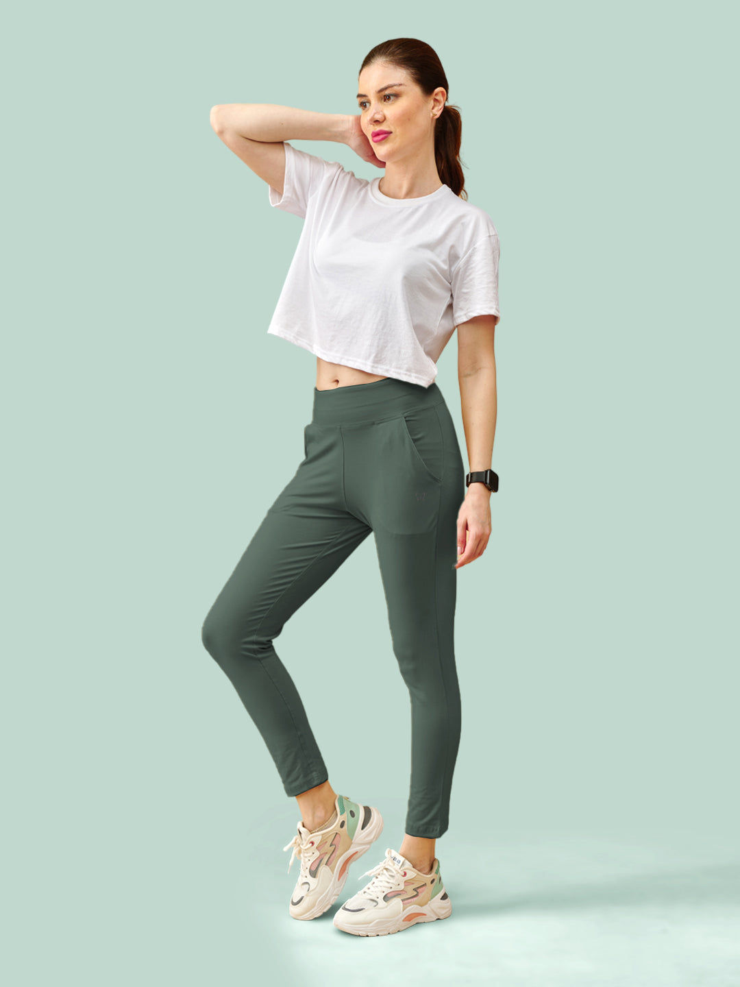 Steel Grey High Rise Ankle Length Leggings