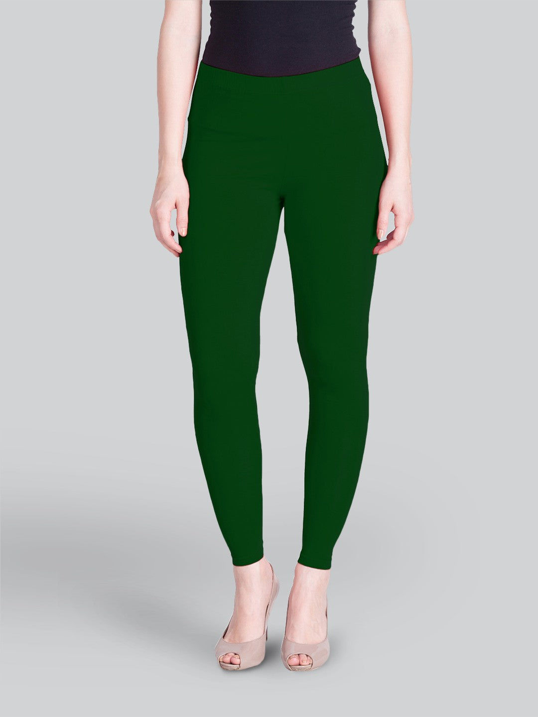 White and Green Ankle Length Leggings Combo Pack